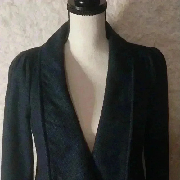 Free People Herringbone Wool Blend Puffed Sleeve Fitted Jacket Size S - Picture 4 of 8